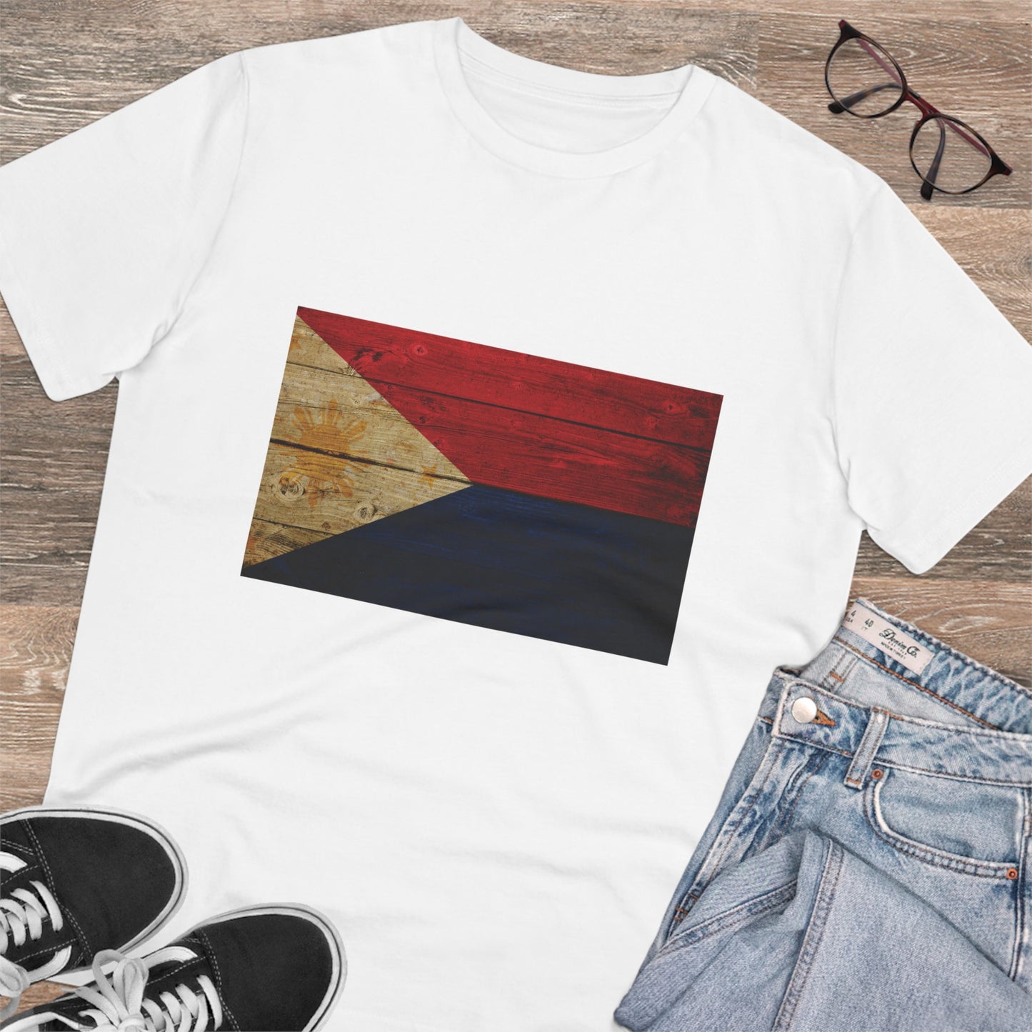 Philippines FLAGS - Wooden Texture - Organic Unisex Classic T-Shirt PT1014