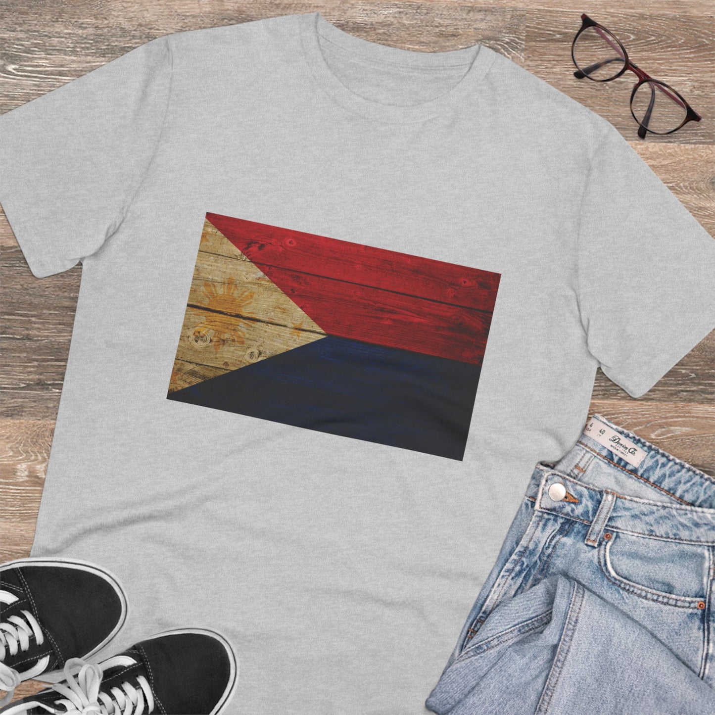 Philippines FLAGS - Wooden Texture - Organic Unisex Classic T-Shirt PT1014