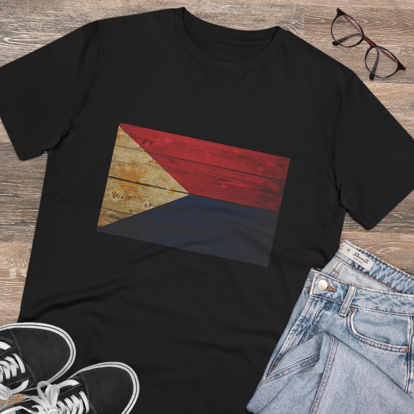 Philippines FLAGS - Wooden Texture - Organic Unisex Classic T-Shirt PT1014